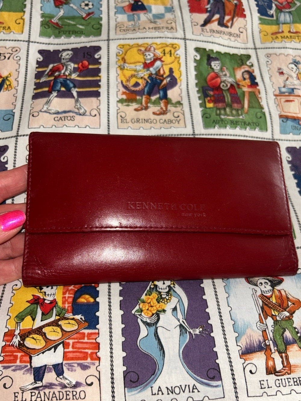 Kenneth Cole Burgundy, Deep Red  Leather Tri-Fold Wallet